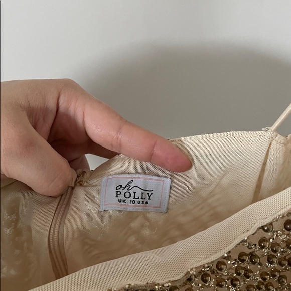 Oh Polly “Drop A Glint” Embellished Mini Dress Gold - Picture 4 of 6